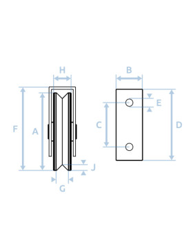 Ruota DI PORTA CON SUPPORTO DA VITE O DA SALDARE DIAMETRO 80 MM PER RAIL TRIANGOLARE UNIVERSALE CARICO 300 KG - MTSP GV80A