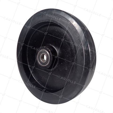 Ruota IN GHISA Fasciatura SOFFICE DIAMETRO 400 MM CARICO 1250 KG ASSE 30 MM - S2750F 400 • Caujolle