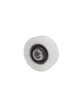 Ruota DI PORTA SCORREVOLE IN INOX E NYLON ANTI-RUMORE DIAMETRO 80 MM PER RAIL TONDO DI 20 MM CARICO 600 KG ASSE 16 MM GAGR 80