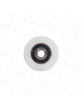 Ruota DI PORTA SCORREVOLE IN INOX E NYLON ANTI-RUMORE DIAMETRO 80 MM PER RAIL TONDO DI 20 MM CARICO 600 KG ASSE 16 MM GAGR 80