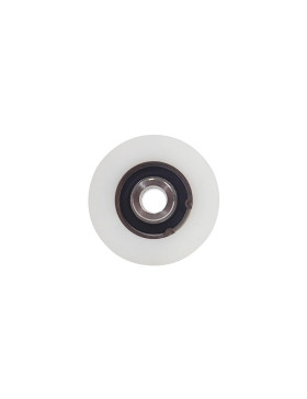 Ruota DI PORTA SCORREVOLE IN INOX E NYLON ANTI-RUMORE DIAMETRO 80 MM PER RAIL TONDO DI 20 MM CARICO 600 KG ASSE 16 MM GAGR 80