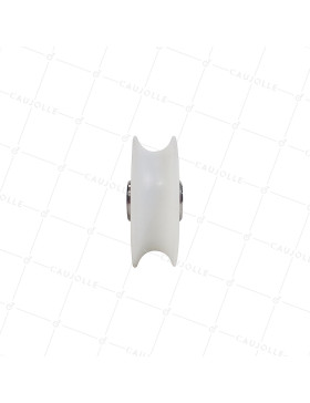 Ruota DI PORTA SCORREVOLE IN INOX E NYLON ANTI-RUMORE DIAMETRO 80 MM PER RAIL TONDO DI 20 MM CARICO 600 KG ASSE 16 MM GAGR 80
