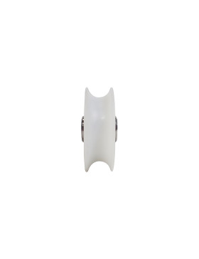 Ruota DI PORTA SCORREVOLE IN INOX E NYLON ANTI-RUMORE DIAMETRO 80 MM PER RAIL TONDO DI 20 MM CARICO 600 KG ASSE 16 MM GAGR 80