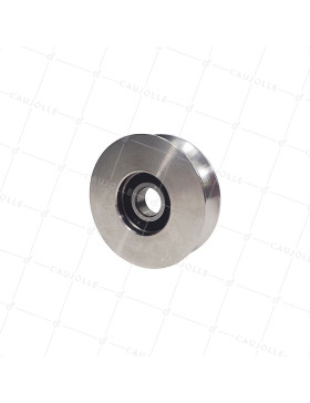 Ruota DI PORTA SCORREVOLE A Gola ROTONDA IN INOX DIAMETRO 80MM PER RAIL ROTONDO DA 20MM CARICO 300KG ASSE 14MM - GAGR 80 INOX • Caujolle