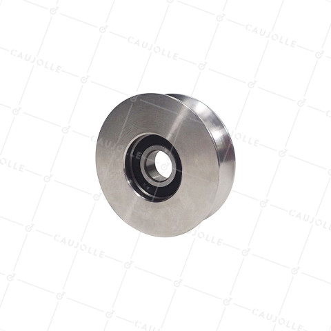 Ruota DI PORTA SCORREVOLE A Gola ROTONDA IN INOX DIAMETRO 80MM PER RAIL ROTONDO DA 20MM CARICO 300KG ASSE 14MM - GAGR 80 INOX • Caujolle