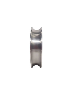 Ruota DI CANCELLO SCORREVOLE A Gola TONDA IN INOX DIAMETRO 100 MM PER RAIL TONDO DI 20 MM CARICO 300 KG ASSE 14MM - GAGR 100 INO