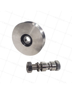Ruota DI CANCELLO SCORREVOLE A Gola TONDA IN INOX DIAMETRO 100 MM PER RAIL TONDO DI 20 MM CARICO 300 KG ASSE 14MM - GAGR 100 INO