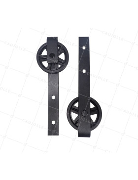 KIT DI 2 SUPPORTI RULLO STILE PULEGGIA DI FATTORIA VINTAGE • Caujolle
