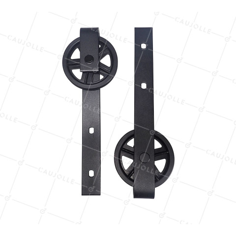 KIT DI 2 SUPPORTI RULLO STILE PULEGGIA DI FATTORIA VINTAGE • Caujolle