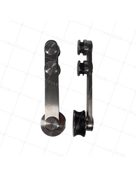 KIT DI 2 Ruote INOX PER GALANDAGE PER TUBO DI 25 MM E PORTA IN VETRO - PER 99957 • Caujolle