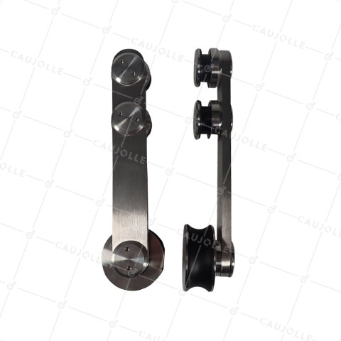 KIT DI 2 Ruote INOX PER GALANDAGE PER TUBO DI 25 MM E PORTA IN VETRO - PER 99957 • Caujolle