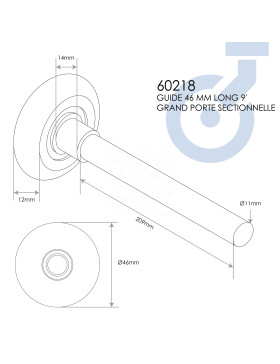 Ruota DI PORTA DEL GARAGE DIAMETRO 46 MM LUNGHEZZA 209 MM - GUIDA 46 MM LUNGA 9' GRANDE