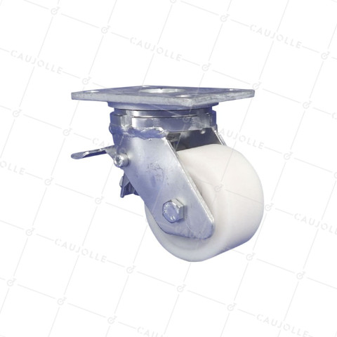 Ruota PIVOTANTE A FRENO IN NYLON DIAMETRO 100 MM CARICO 1200 KG - STEC NYLON 100P A FRENO • Caujolle