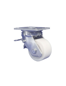 Ruota PIVOTANTE A FRENO IN NYLON DIAMETRO 100 MM CARICO 1200 KG - STEC NYLON 100P A FRENO