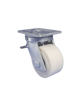 Ruota PIVOTANTE A FRENO IN NYLON DIAMETRO 150 MM CARICO ESTREMO 3000 KG - STEC NYLON 150P AF