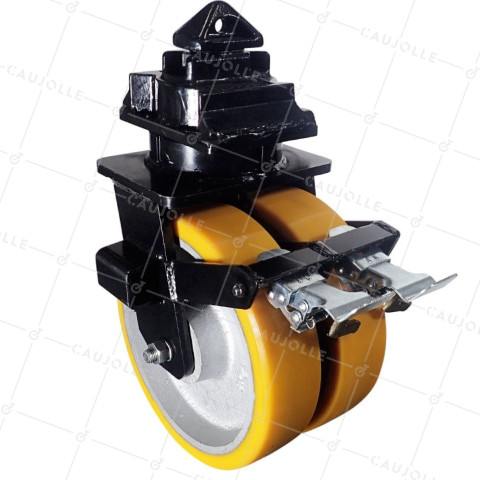 Ruota DI CONTENITORE DIAMETRO 305 MM CARICO 3000 KG - DOPPIA Ruota ARANCIONE PU • Caujolle