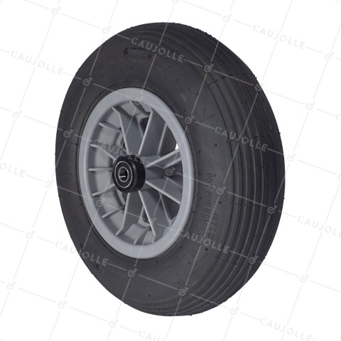 Ruota di carriola GONFIABILE RINFORZATA DIAMETRO 400 MM CARICO 150 KG PER ASSE DI 16 MM CON Cuscinetto A SFERE - S1006P 400/8 4PR LINEE R SFERE 16 • Caujolle