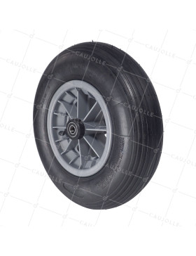 Ruota di carriola GONFIABILE DIAMETRO 400 MM CARICO 150 KG PER ASSE DI 16 MM CON Cuscinetto A SFERE - S1006P 400/8 2PR R SFERE 16 • Caujolle