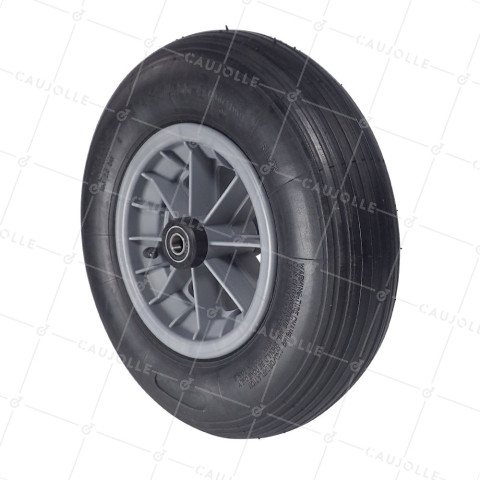 Ruota di carriola GONFIABILE DIAMETRO 400 MM CARICO 150 KG PER ASSE DI 16 MM CON Cuscinetto A SFERE - S1006P 400/8 2PR R SFERE 16 • Caujolle