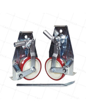 PAIO DI Ruote Retrattile A LEVA PER TRASLOCHI DIAMETRO 138 MM CARICO 1000KG - KIT LEVEL UP 138 • Caujolle