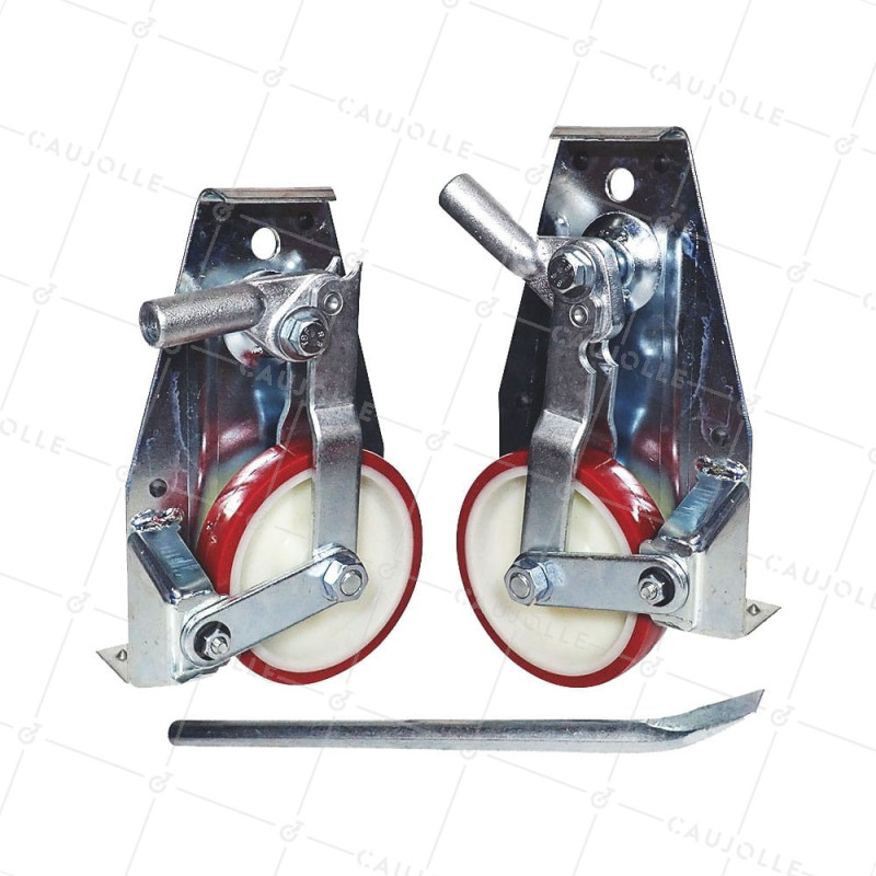 PAIO DI Ruote Retrattile A LEVA PER TRASLOCHI DIAMETRO 138 MM CARICO 1000KG - KIT LEVEL UP 138