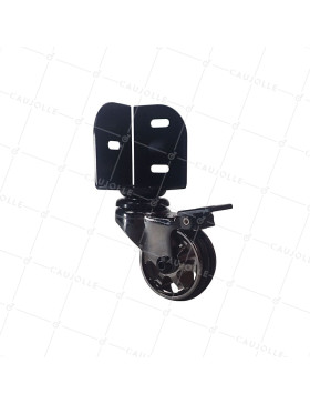 Ruota PIVOTANTE A FRENO A CORSIA DIAMETRO 50 MM CARICO 30 KG - NICKEL NERO 50 CORSIE AF • Caujolle