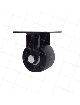 Ruota FISSA EXTRA BASSA IN NYLON FIBRATO AD ALTA CARICO DIAMETRO 75 MM CARICO 600 KG - BLACK SURB 75 FISSA • Caujolle