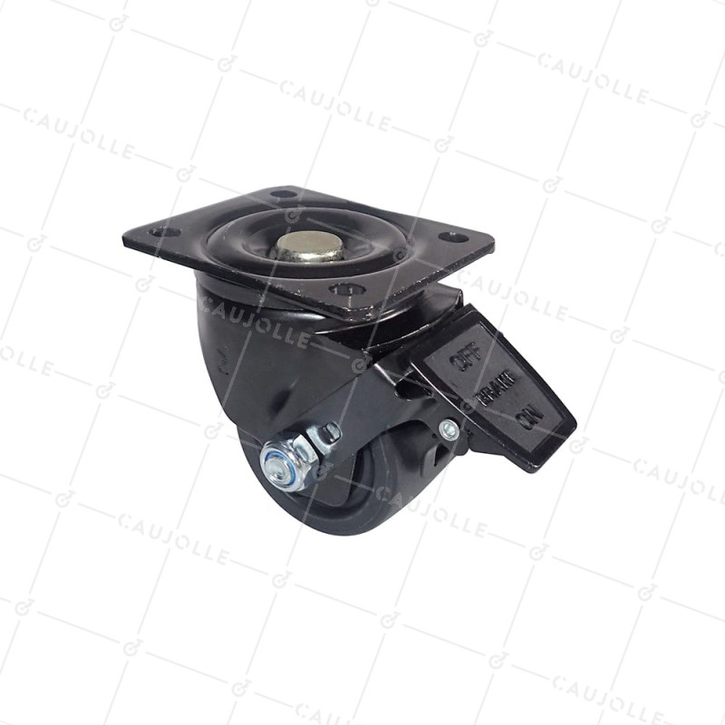 Ruota PIVOTANTE EXTRA BASSA IN NYLON FIBRATO AD ALTA CAPACITÀ DIAMETRO 75 MM CAPACITÀ 600 KG - NERO SURB 75PAF