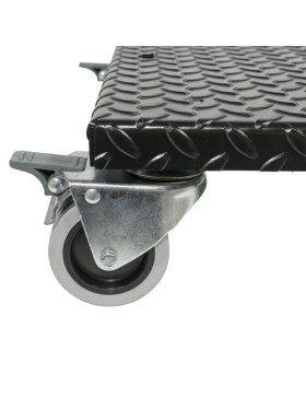 PLATTO ACCIAIO ULTRA ROBUSTO NERO A Ruote CARICO 300 KG -BLACK SQUARE 50