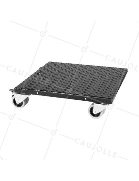 PLATTO IN ACCIAIO ULTRA ROBUSTO NERO A Ruote 50 CM X 50 CM CARICO 300 KG - BLACK SQUARE 50 • Caujolle