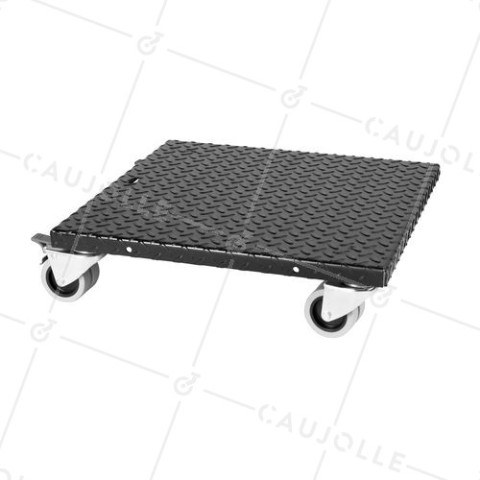 PLATTO IN ACCIAIO ULTRA ROBUSTO NERO A Ruote 50 CM X 50 CM CARICO 300 KG - BLACK SQUARE 50 • Caujolle