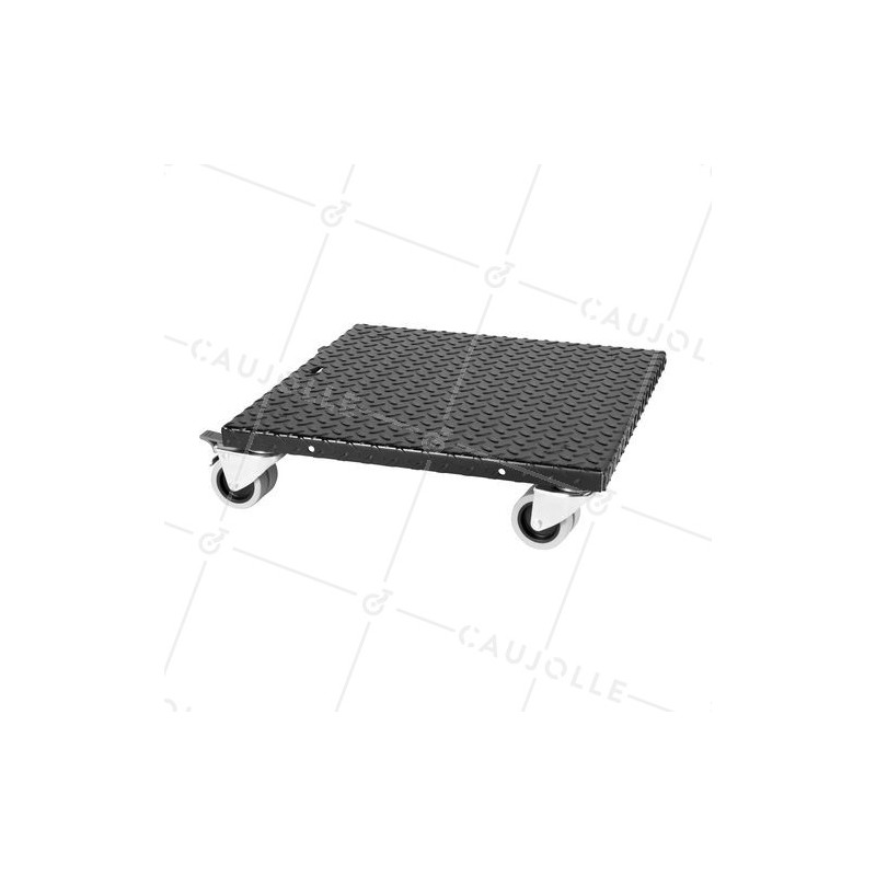 PLATTO ACCIAIO ULTRA ROBUSTO NERO A Ruote CARICO 300 KG -BLACK SQUARE 50