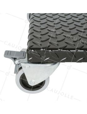 PLATTO ACCIAIO ULTRA ROBUSTO NERO A Ruote CARICO 300 KG -BLACK SQUARE 50