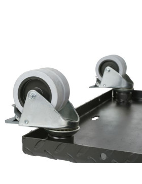 PLATTO ACCIAIO ULTRA ROBUSTO NERO A Ruote CARICO 300 KG -BLACK SQUARE 50