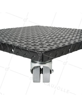 PLATTO ACCIAIO ULTRA ROBUSTO NERO A Ruote CARICO 300 KG -BLACK SQUARE 50