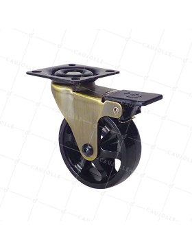Ruota DESIGN DORATO A FRENO Ruota NYLON DIAMETRO 75 MM CARICO 45KG - GOLDNYLON 75 PAF • Caujolle