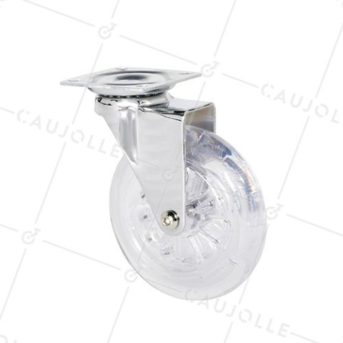 Ruota PIVOTANTE TRASPARENTE DESIGN DIAMETRO 100 MM CARICO 75 KG - S140TR 100 P • Caujolle