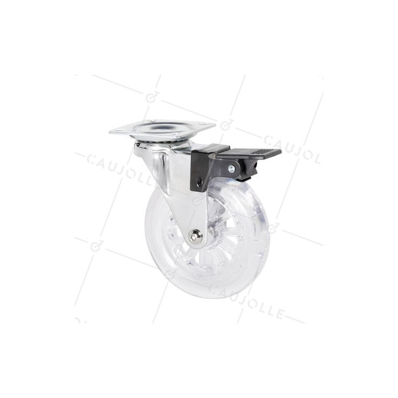 Ruota PIVOTANTE A FRENO TRASPARENTE DESIGN DIAMETRO 100 MM CARICO 75 KG - S140TR 100 PAF