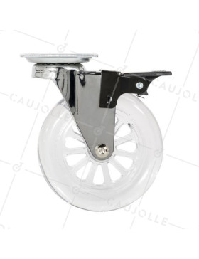 Ruota PIVOTANTE A FRENO TRASPARENTE DESIGN DIAMETRO 100 MM CARICO 75 KG - S140TR 100 PAF