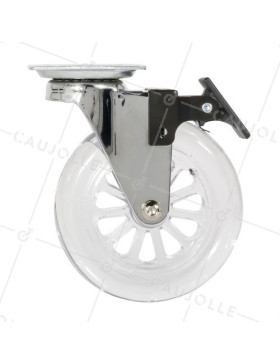 Ruota PIVOTANTE A FRENO TRASPARENTE DESIGN DIAMETRO 100 MM CARICO 75 KG - S140TR 100 PAF