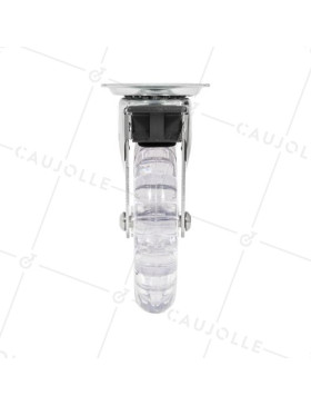 Ruota PIVOTANTE A FRENO TRASPARENTE DESIGN DIAMETRO 100 MM CARICO 75 KG - S140TR 100 PAF