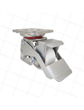 Ruota INOX A PIEDE ANTI-VIBRAZIONI ANTICORROSIONE CARICO 350 KG DIAMETRO 75 MM - SERIE ELEVATOR INDUS INOX NYLON 75 • Caujolle
