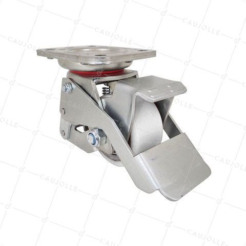 Ruota INOX A PIEDE ANTI-VIBRAZIONI ANTICORROSIONE CARICO 350 KG DIAMETRO 75 MM - SERIE ELEVATOR INDUS INOX NYLON 75 • Caujolle