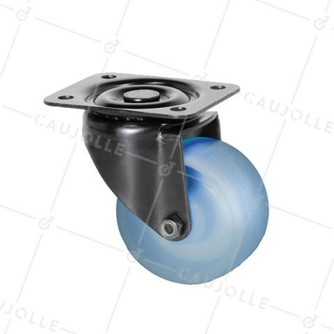 Ruota FOSFORESCENTE BLU A Piastra PIVOTANTE DIAMETRO 65MM CARICO 60KG - FOSFO 65 • Caujolle