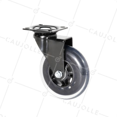 Ruota TRASPARENTE NERA A Piastra Cuscinetto A SFERE DIAMETRO 100 MM CARICO 40 KG - BLACKROL 100P • Caujolle