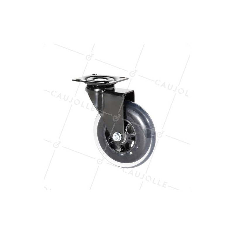Ruota TRASPARENTE NERA A Piastra Cuscinetto A SFERE DIAMETRO 100 MM CARICO 40 KG - BLACKROL 100P