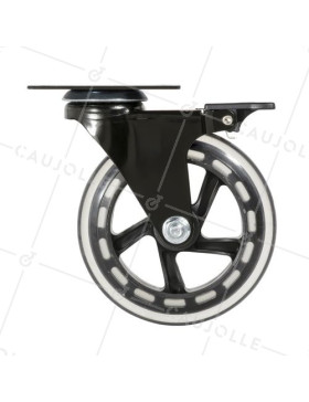 Ruota TRASPARENTE A Piastra CON FRENATURA Cuscinetto A SFERE DIAMETRO 125 MM CARICO 40 KG - BLACKROL 125PAF