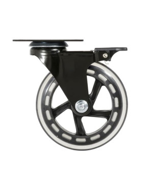 Ruota TRASPARENTE A Piastra CON FRENATURA Cuscinetto A SFERE DIAMETRO 125 MM CARICO 40 KG - BLACKROL 125PAF
