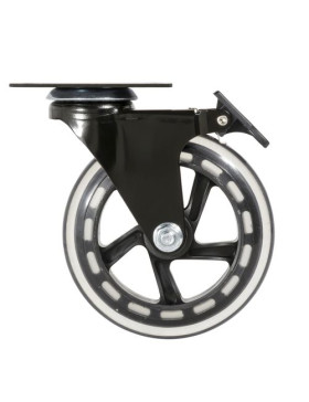 Ruota TRASPARENTE A Piastra CON FRENATURA Cuscinetto A SFERE DIAMETRO 125 MM CARICO 40 KG - BLACKROL 125PAF