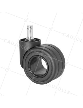 Ruota DESIGN NERO PER MOBILIO A Asta liscia DI 11 MM DIAMETRO 50 MM CARICO 40 KG - BURO 65 BLACK • Caujolle